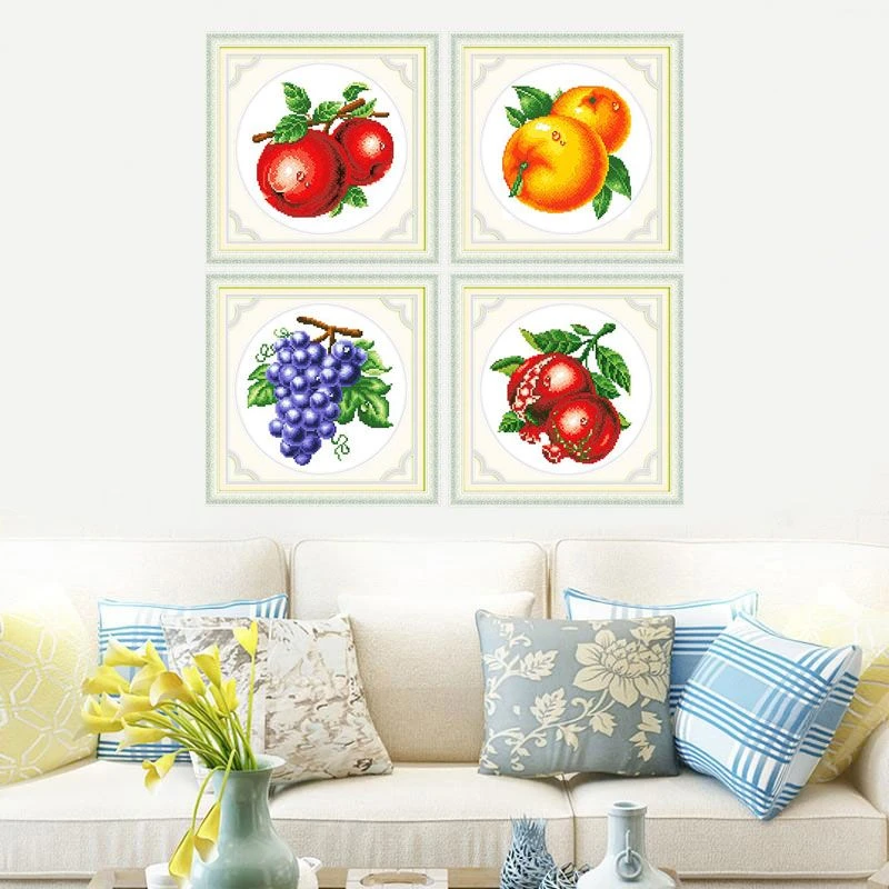餐厅水果图十字绣2025新款现代厨房挂件初学者线绣苹果简单小件