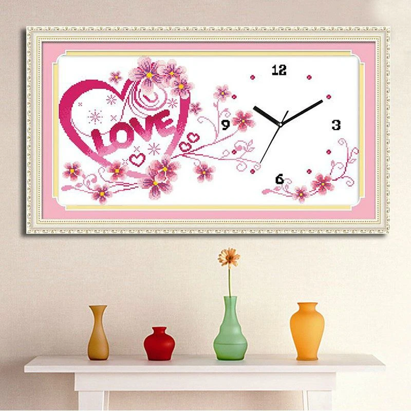 钟表十字绣手绣挂钟精准印花客厅清新新款刺绣夜光卧室欧式简单