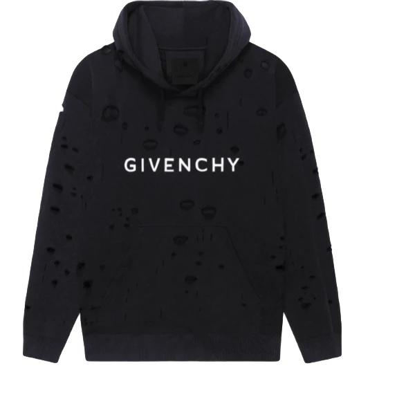全新未使用 Givenchy/纪梵希 M 印花做旧抽绳连帽卫衣BMJ0KF3Y9W