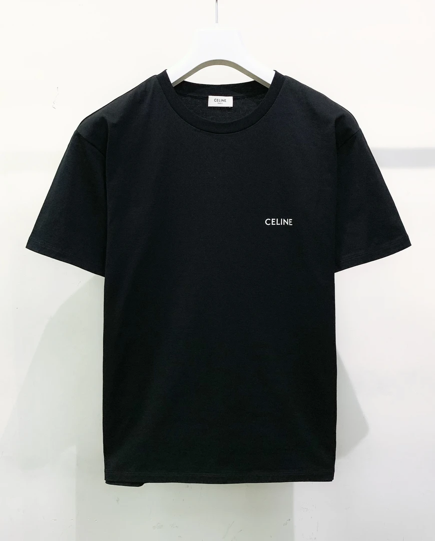 全新未使用 Celine/思琳 春夏 黑色 胸口字母 男士 短袖T恤 2X43C
