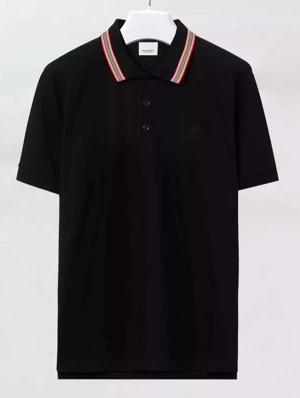 全新未使用 BURBERRY/博柏利 M 24黑色条纹TB刺绣polo衫8053773