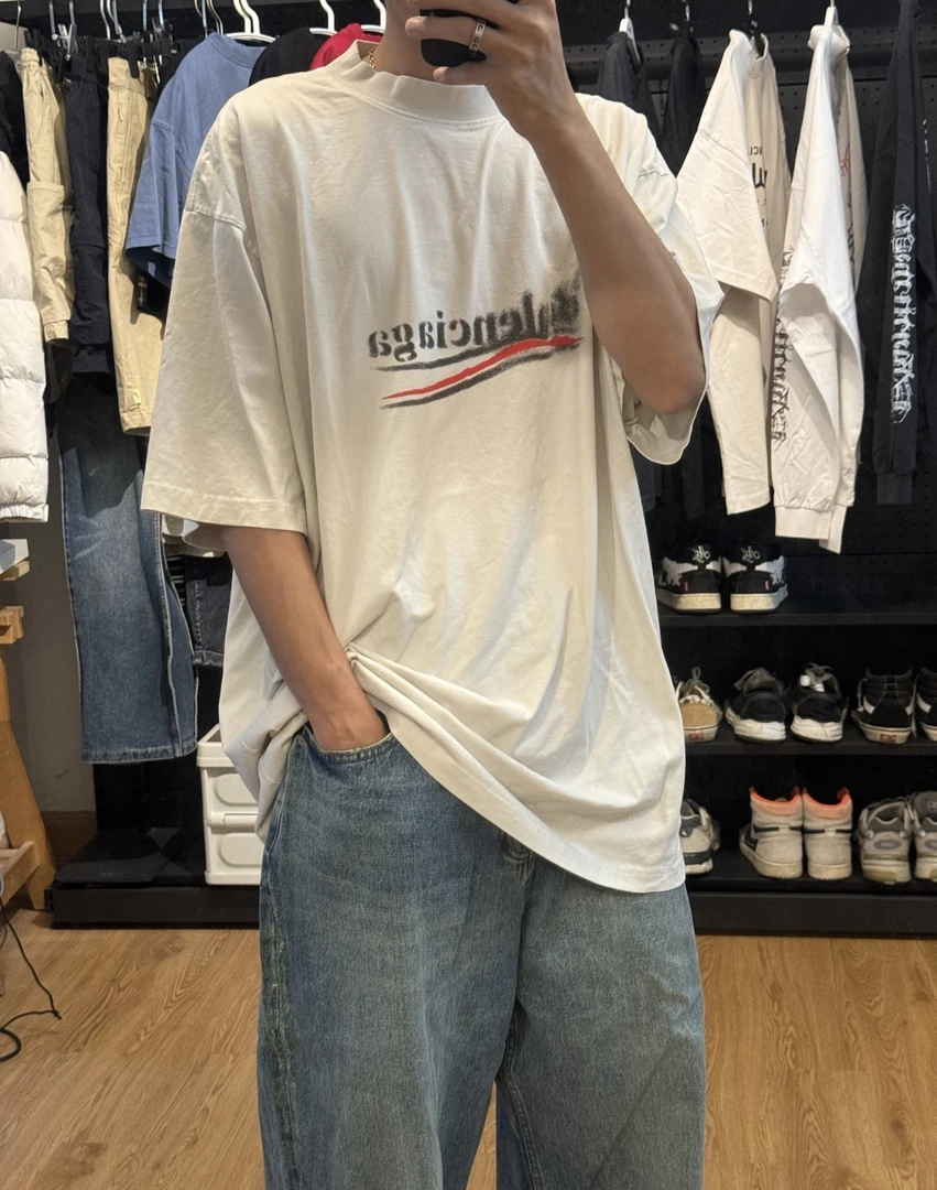 全新未使用 Balenciaga/巴黎世家 M 24模糊可乐标短袖T恤764235