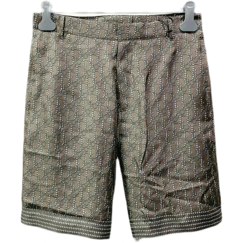 全新未使用 DIOR/迪奥 YZ 22老花字母印花丝绸短裤013C121A5650