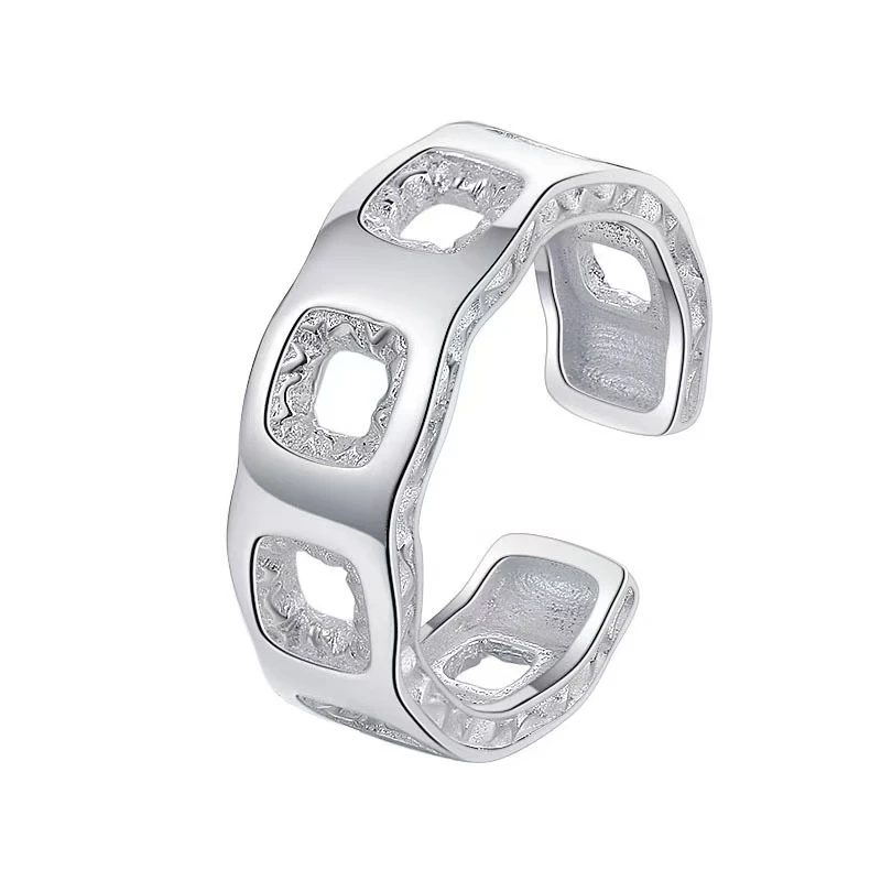 925银戒指 NEWWORLD沉积925素圈手工镂空戒指简约指环轻奢