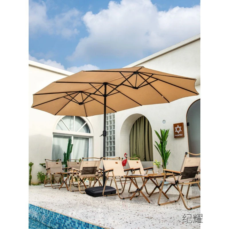 三头中柱伞户外伞庭院伞遮阳伞大太阳伞室外露营野餐外摆商用沙滩