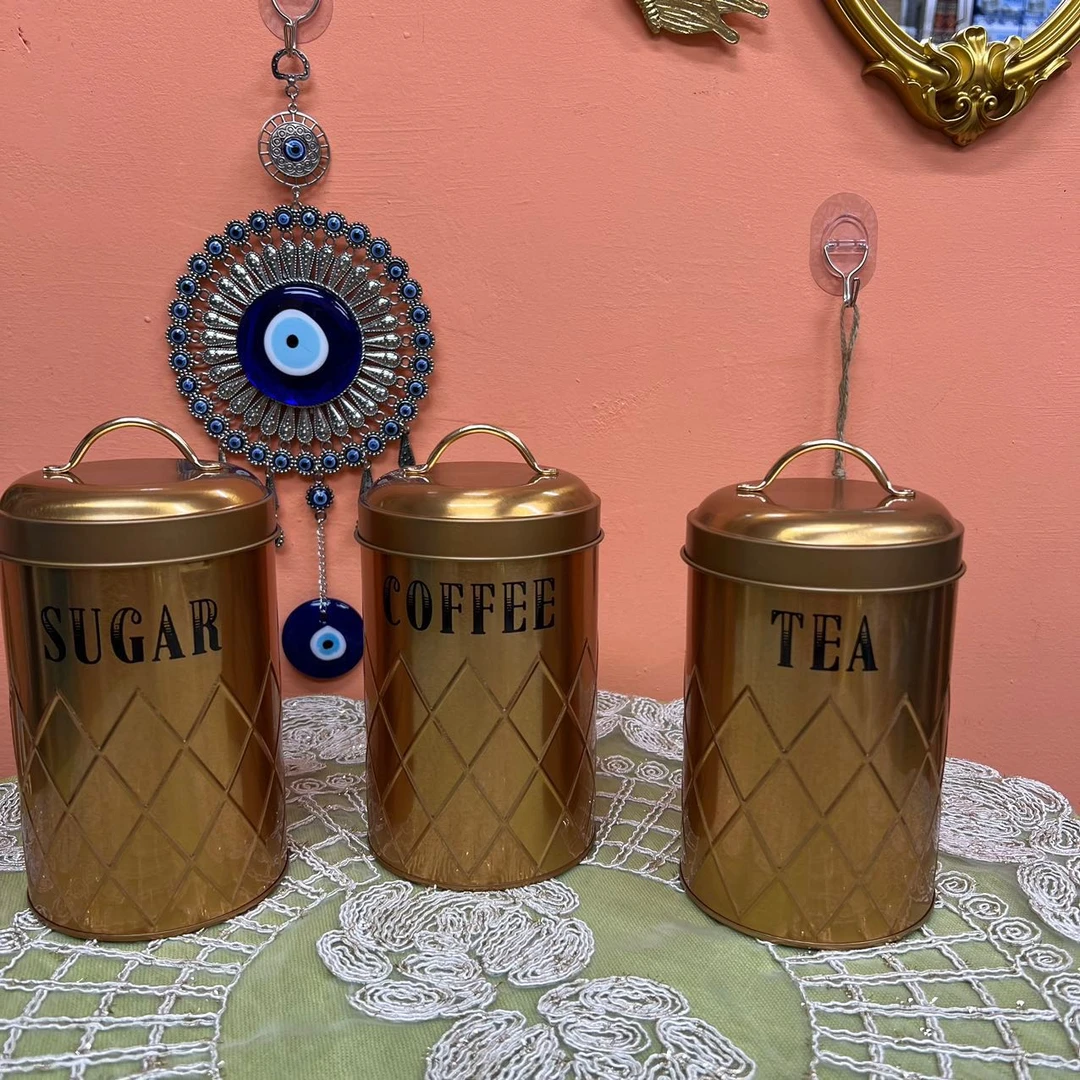 【简爱好物新疆包邮】高档茶盐罐复古家用创意大容量茶盐罐三件套