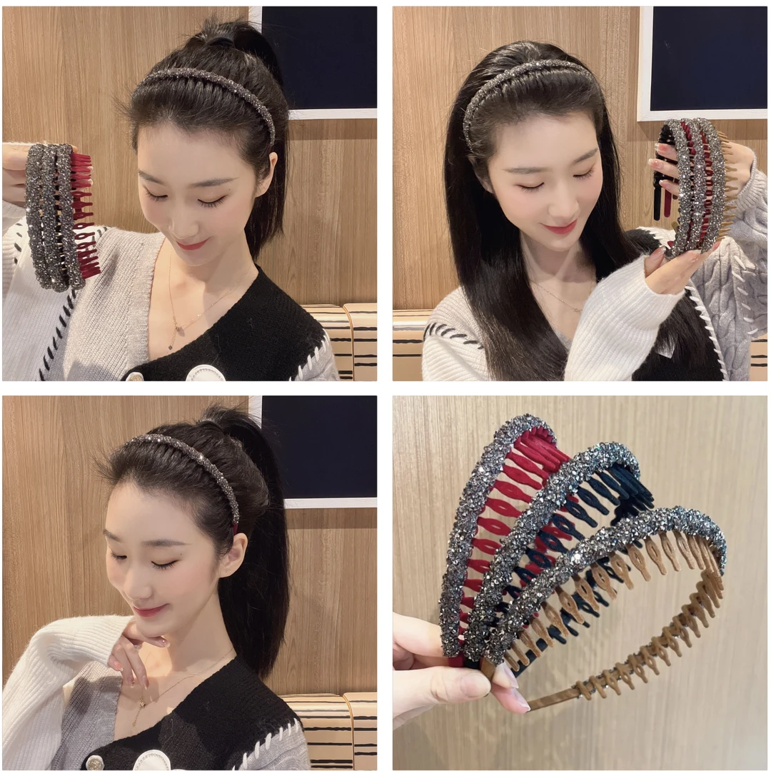 闪亮带齿简约发箍秋冬洗漱低头不掉防滑