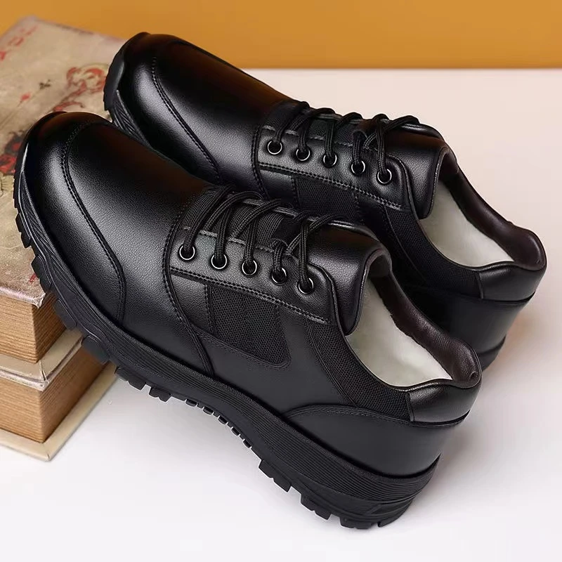 秋冬季作训鞋户外运动鞋休闲皮面男士单鞋保暖防寒户外训练执勤鞋