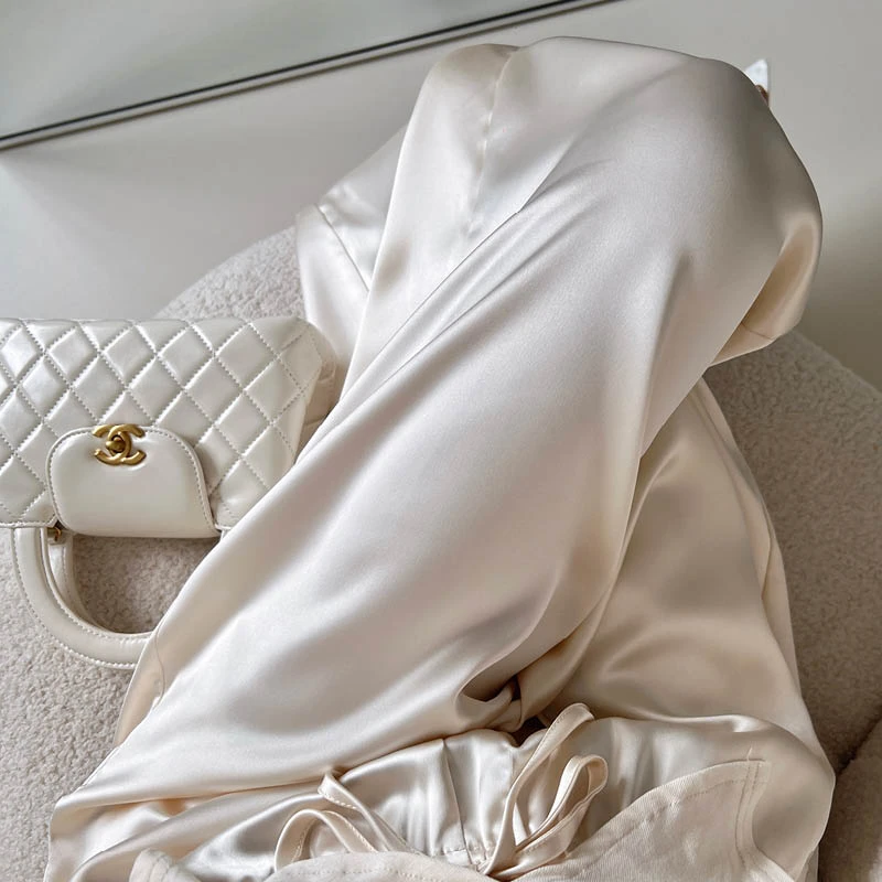 M5464垂感醋酸缎面休闲阔腿裤女夏季高腰长裤直筒拖地裤慵懒风裤