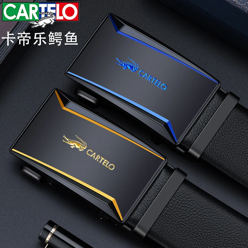 CARTELO/卡帝乐鳄鱼男士高档自动扣皮带时尚休闲百搭腰带中青年