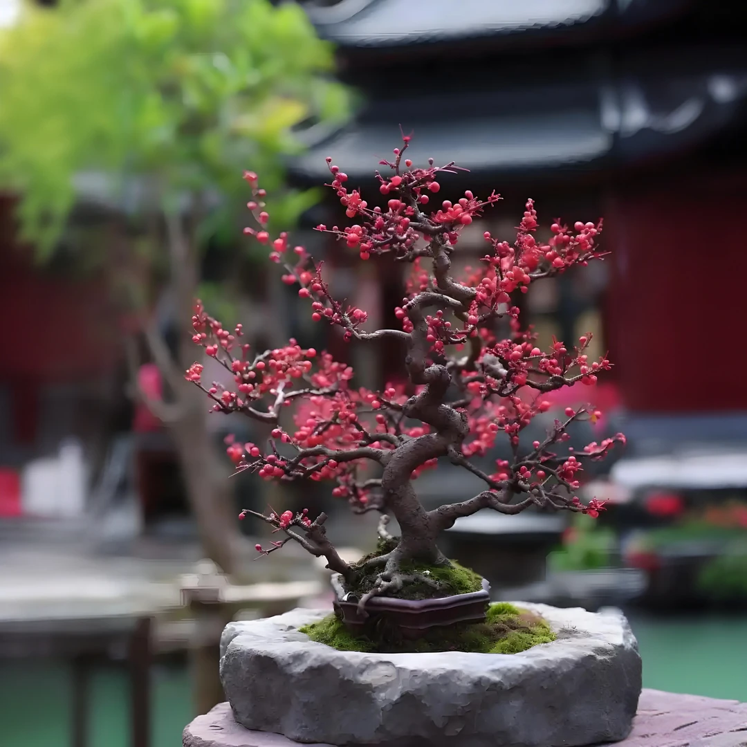 梅花盆景绿植盆栽当年开花植物——凌寒梅园老桩梅花老桩盆景室内