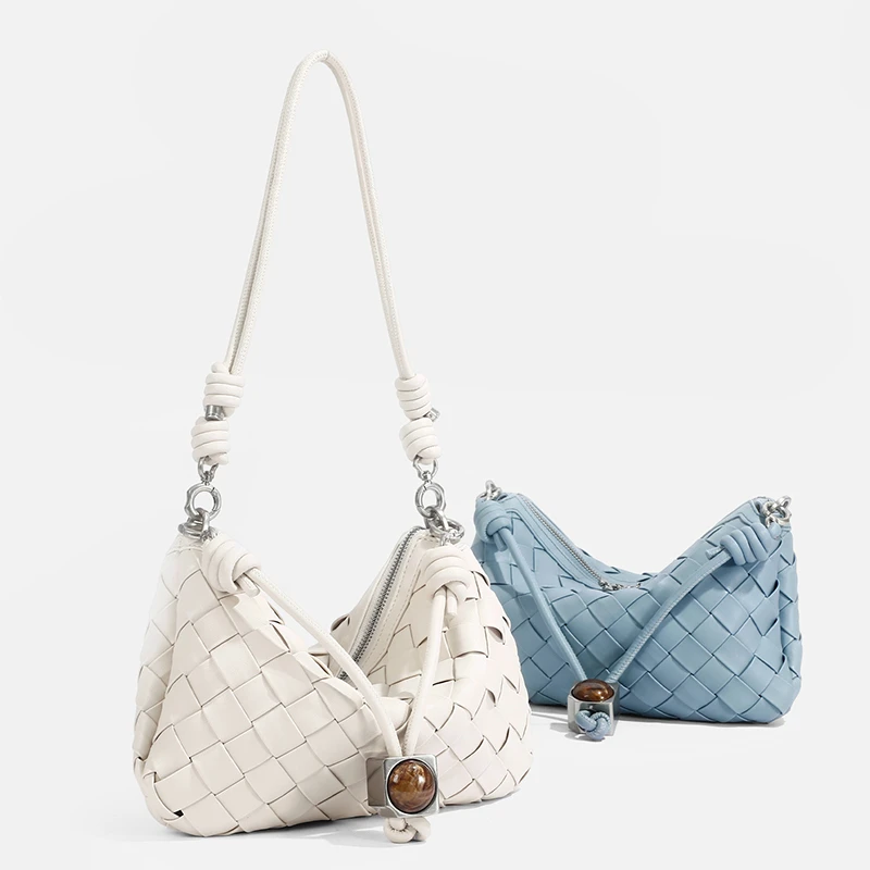 TOMATO&POTATO时尚女士真皮编织小众腋下单肩菱格斜跨包