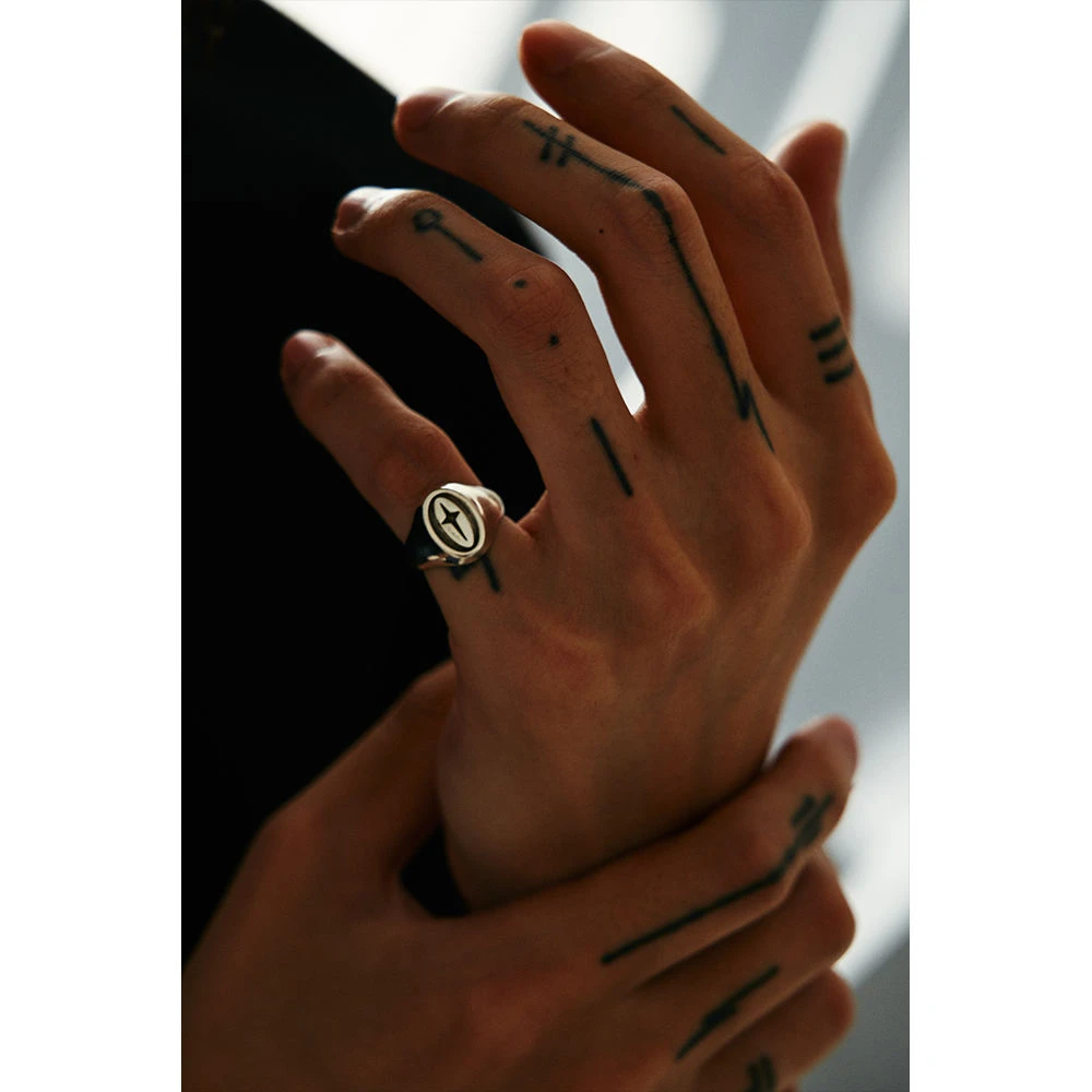 合金戒指 KamiangerXsidereal原创个性手工情侣印章开口尾戒潮