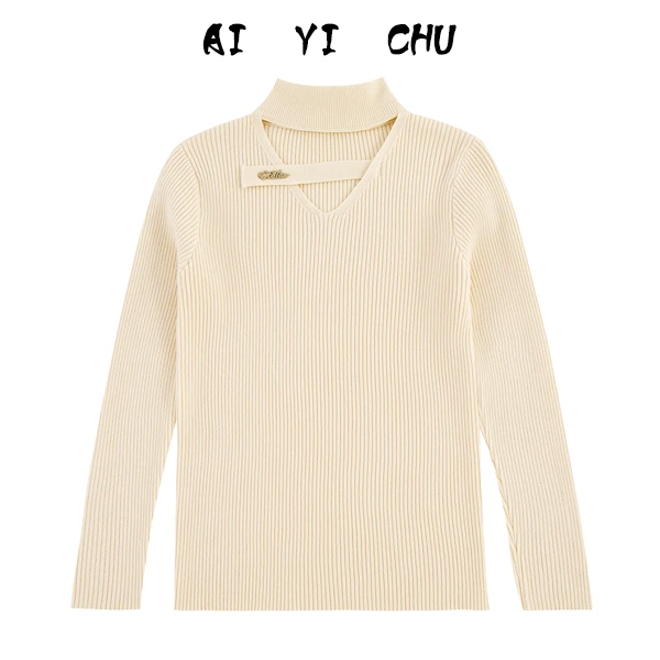 【YINGZI】挂脖毛衣女冬季修身半高领打底衫女秋冬针织上衣女T812