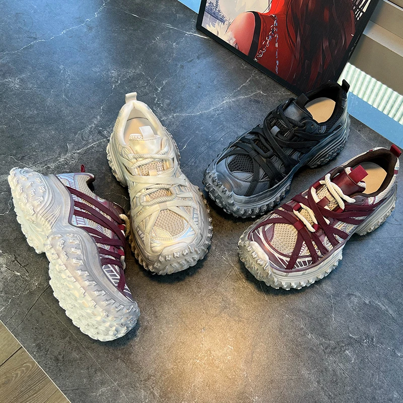 【贝贝biuu】老爹鞋女2024秋季厚底运动鞋女轻薄网面鞋透气女鞋