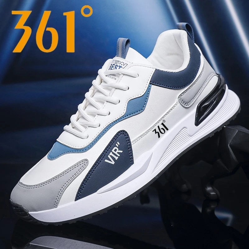 361度男鞋2023秋季新款运动鞋休闲百搭透气潮流男士防滑皮面低帮