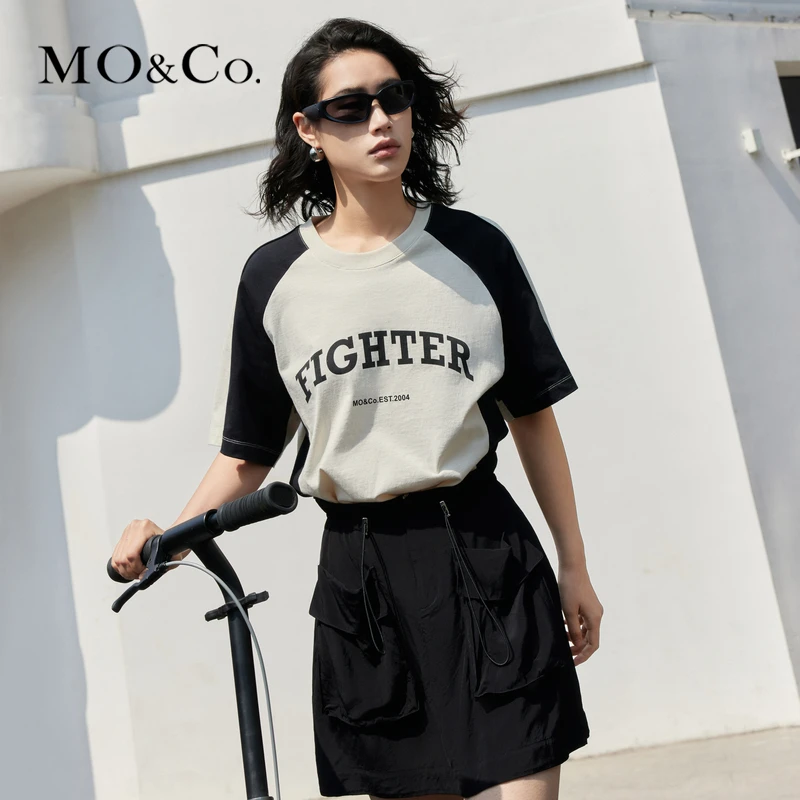 MOCO夏季美式复古运动风撞色边短袖T恤篮球服MBD2TEET10