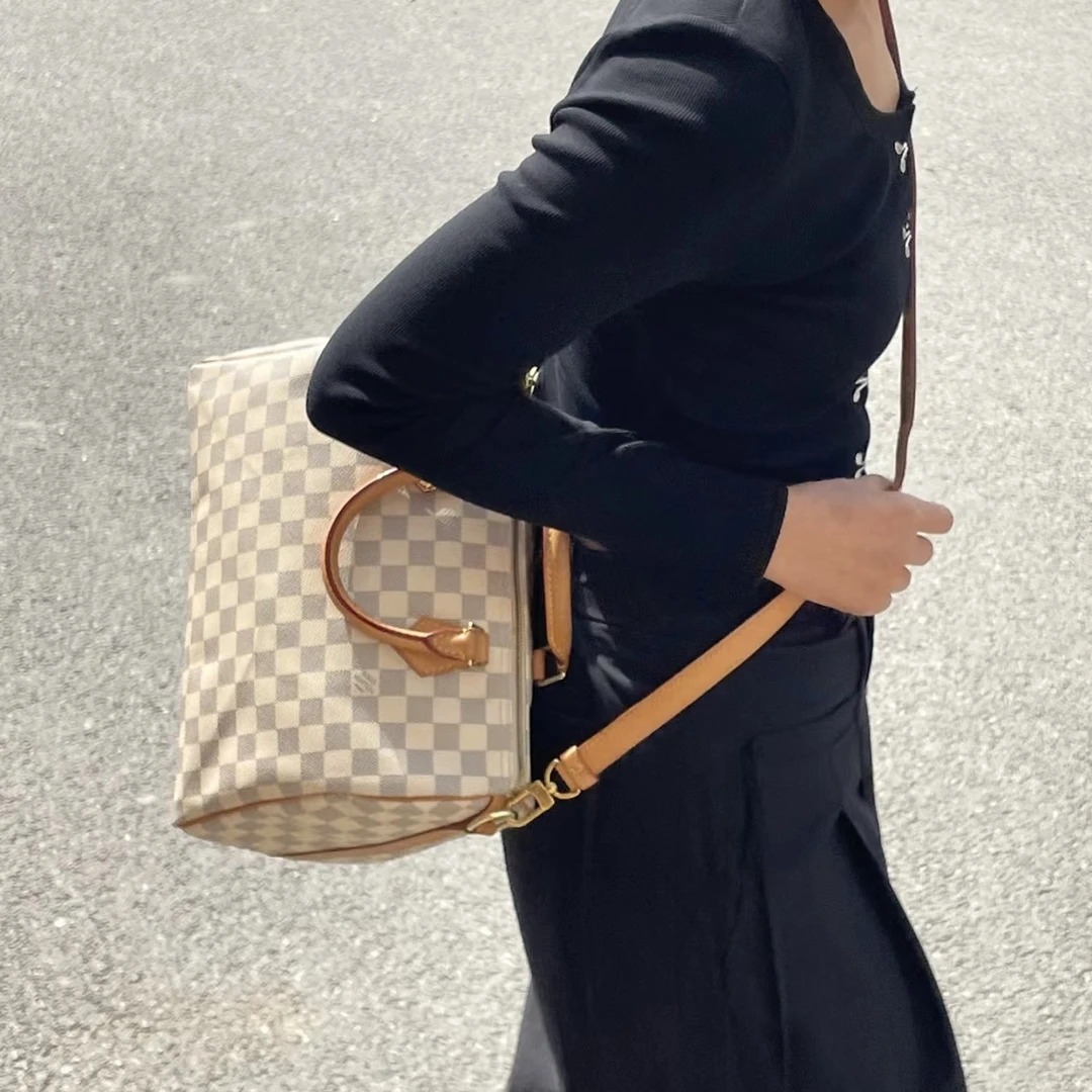 95新 LouisVuitton/路易威登 Lv白棋盘格30肩带973029