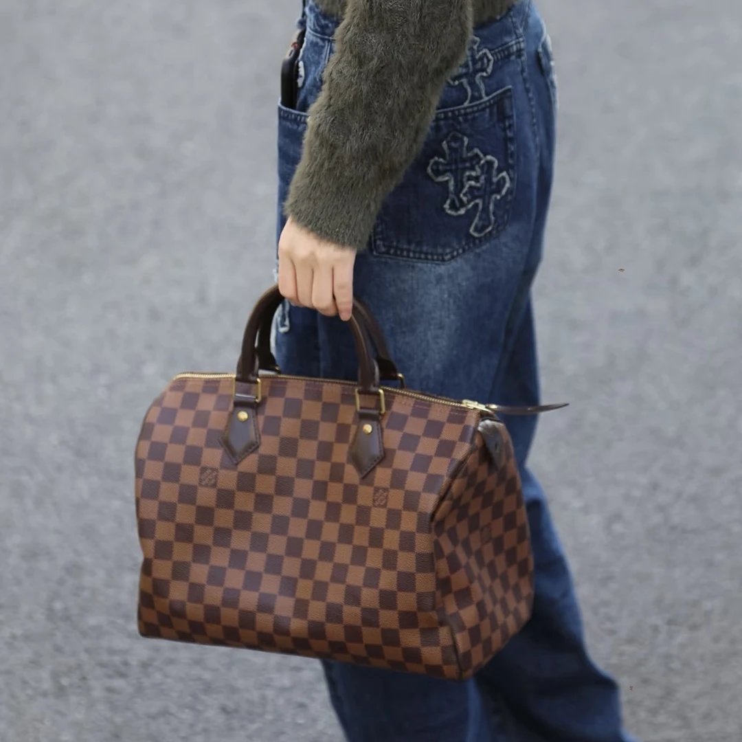 95新 LouisVuitton/路易威登 LV棋盘格30手提973081不刀