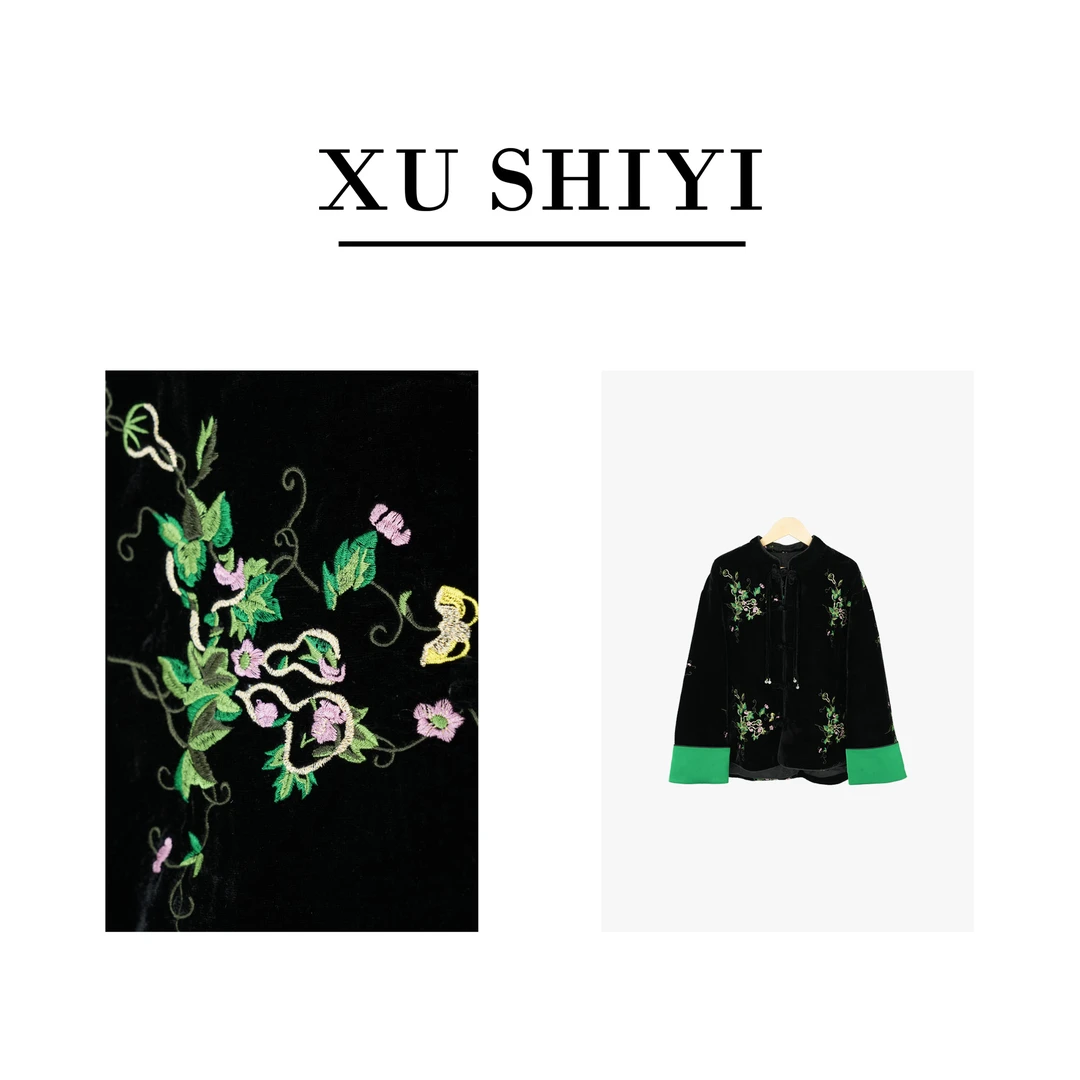 【苍颜】新中式国风刺绣丝绒女冬装新款流苏盘扣外E6735