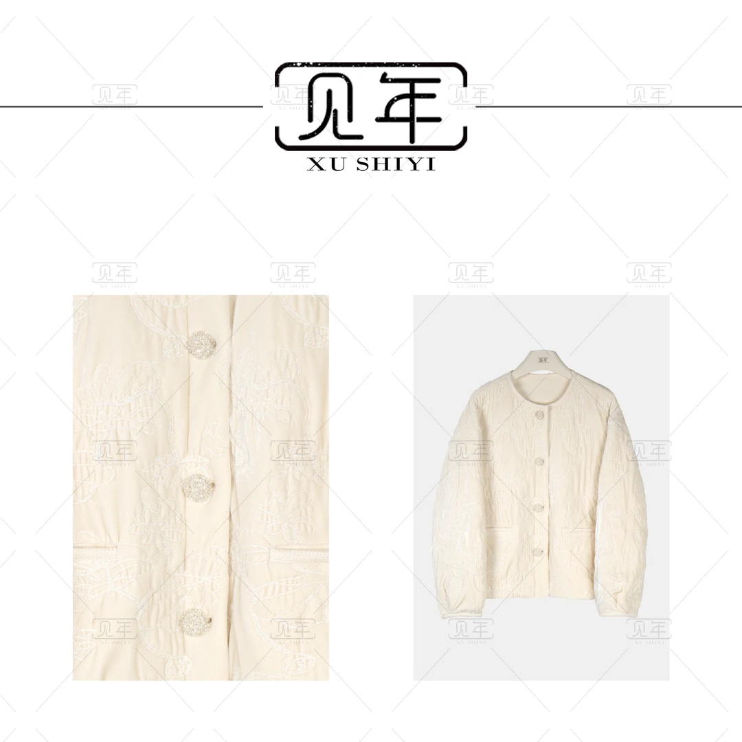 见年【枝寒】新中式国风圆领简约百搭贵气夹棉款外套上衣F8553