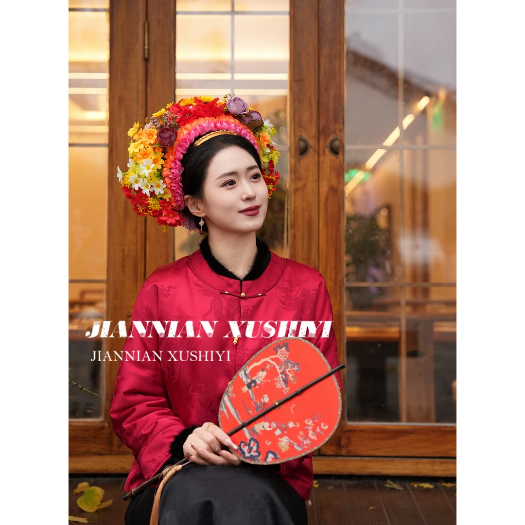 见年【岁禧】新中式国风秋冬新款袖口拼接保暖百搭上衣外套E7019