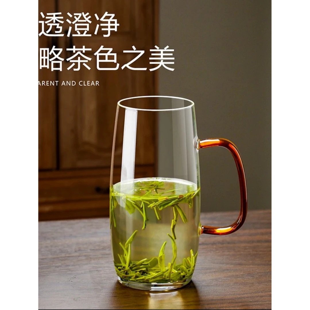 绿茶杯茉莉花茶杯夏季泡茶透明玻璃过滤大容量防烫耐热喝水杯