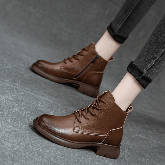 百搭软底复古马丁靴英伦风单靴秋冬圆头女士加绒平底短靴子