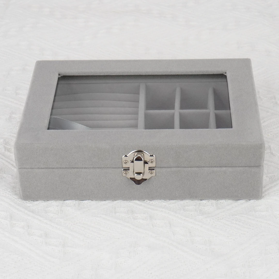 首饰盒/箱 时尚创意单层精致透明玻璃戒指耳饰高级饰品收纳盒