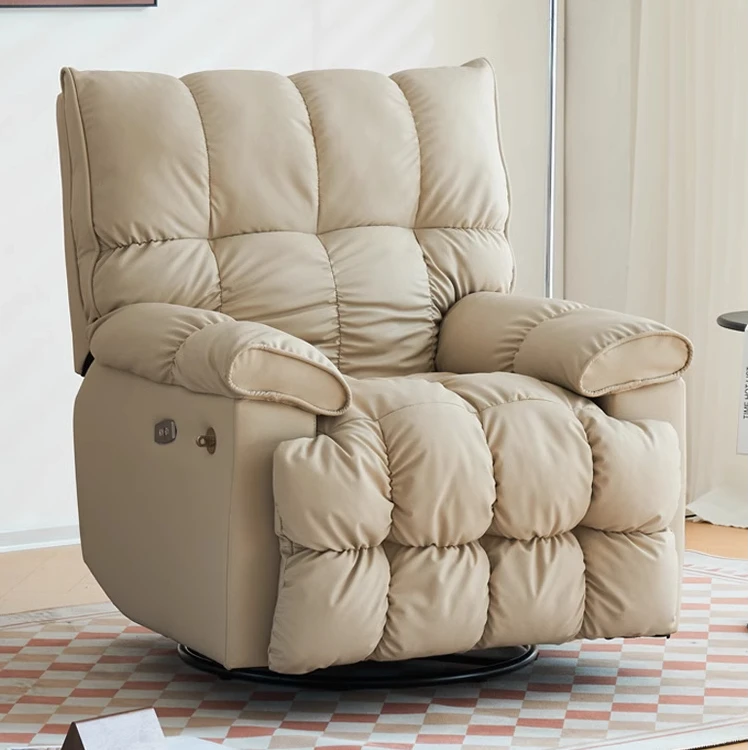 小款奶油多功能太空懒人电动单人沙发旋转可躺云朵防猫抓头等摇椅