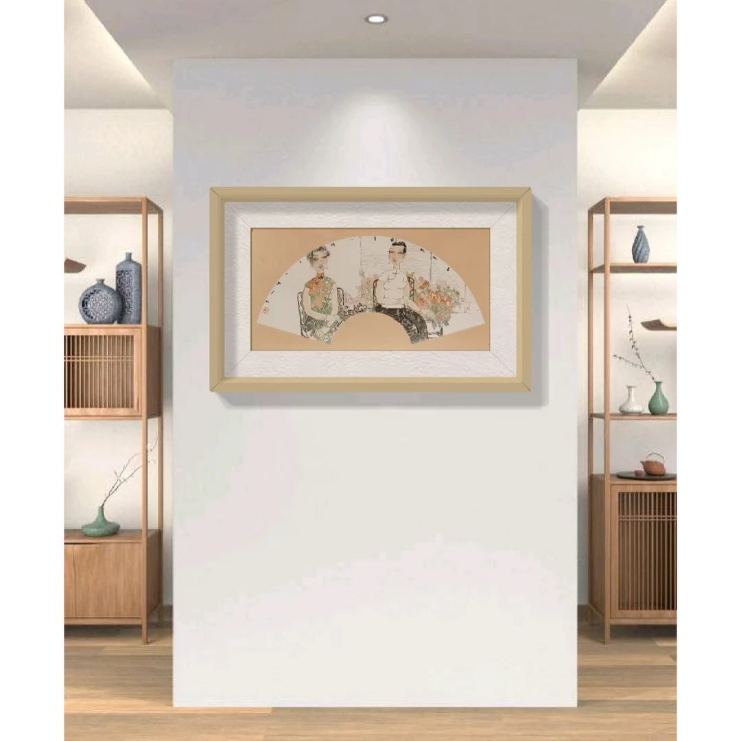 王小晖国画水墨人物画硬卡春似故园香645x335mm