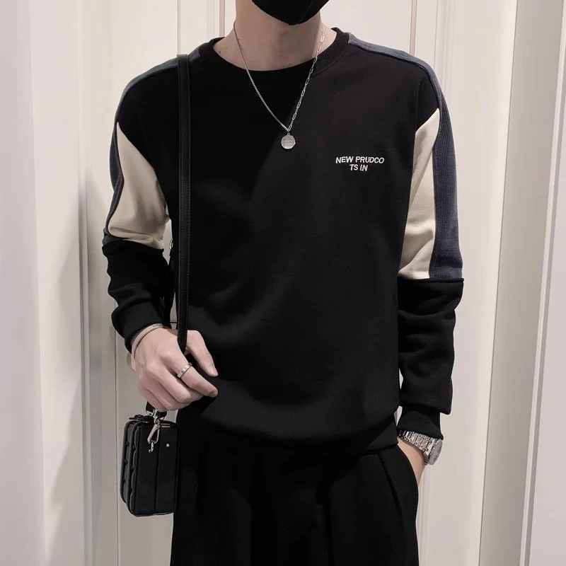 加绒卫衣男百搭秋季T恤2023新款韩版上衣休闲外套长袖打底衫帅潮t