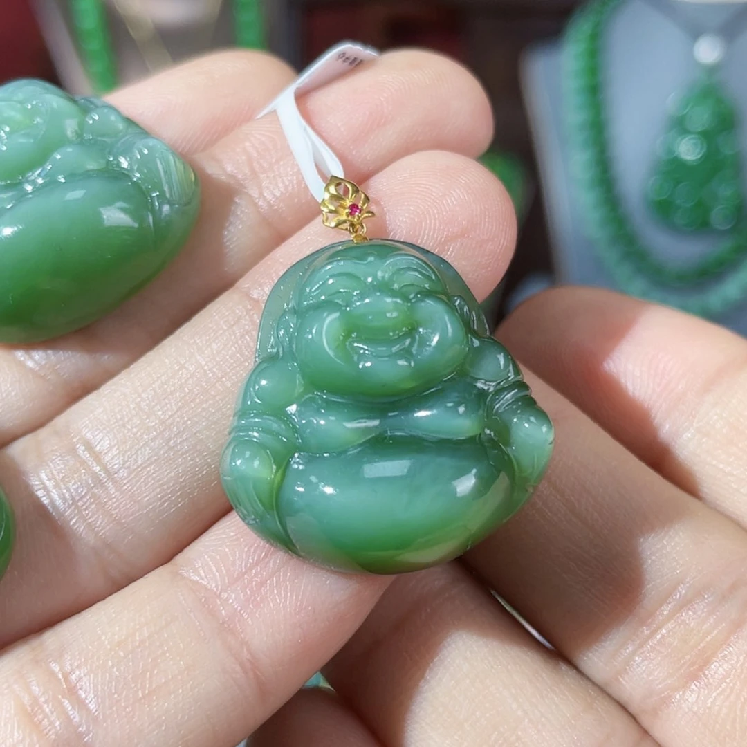 【闪购商品】和田玉（糖玉）吊坠不含链18K金镶嵌