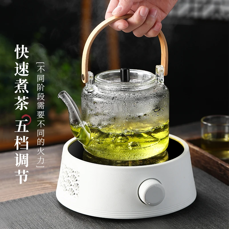 功夫茶具家用大容量煮茶壶玻璃蒸汽煮茶器电陶炉耐高温泡茶壶