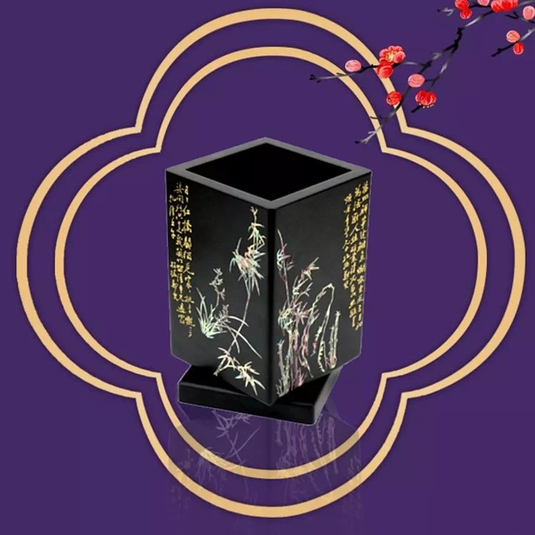 金漆镶嵌平磨螺钿笔筒