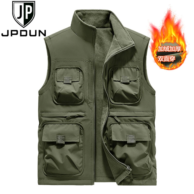 JPDUN/吉普盾新款马甲男工装拉链多口袋透气外套春秋坎肩户外背心