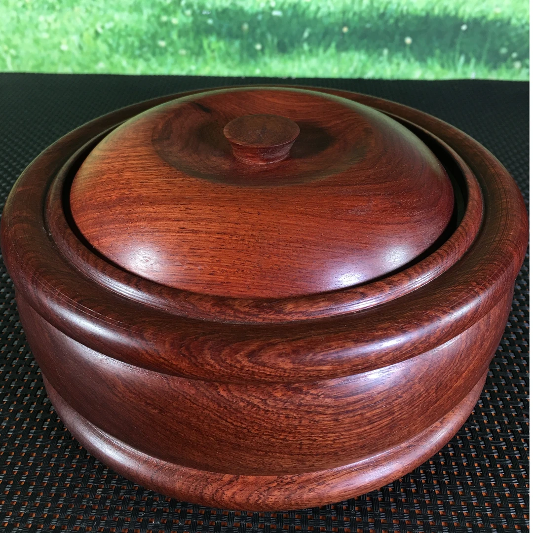 缅甸花梨红木茶叶罐（大果紫檀）直径25公分高12公分，红木八宝罐