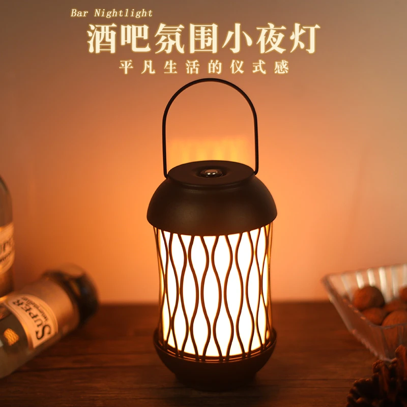 led充电酒吧台灯复古创意氛围桌灯氛围灯摆摊照明灯男士小夜灯