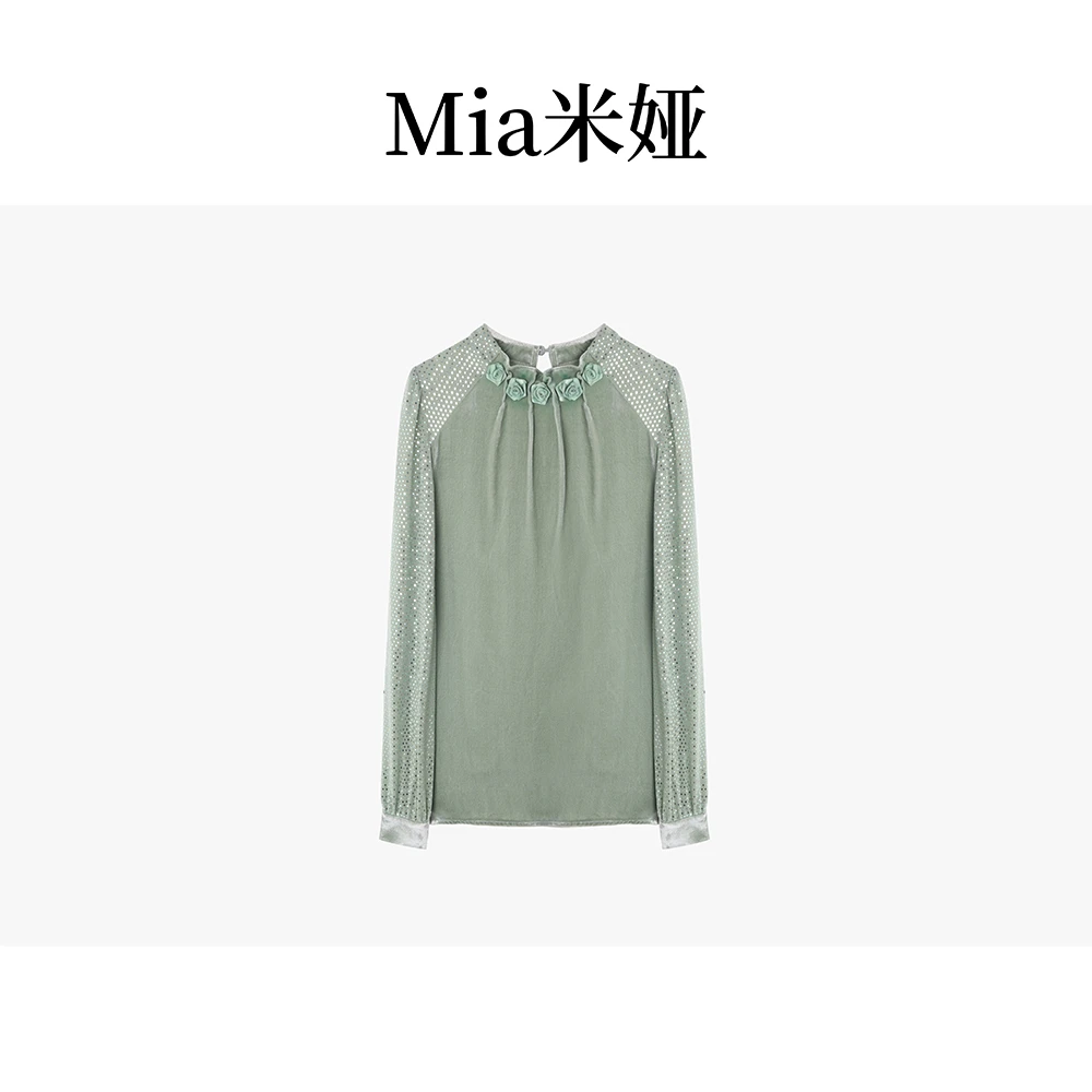 米娅 春季新款2025爆款时尚金丝绒衬衫百搭气质女装上衣 DY5004