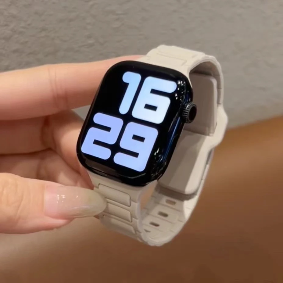 新款三株硅胶表带适用苹果Applewatch9/8/7/6/5/SE表带舒适表带