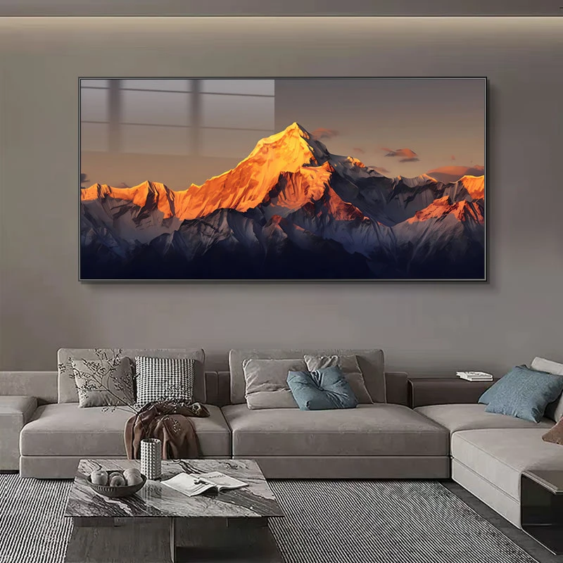 横版大幅办公室日照金山客厅装饰画现代轻奢壁画装饰画【佳人dkt】