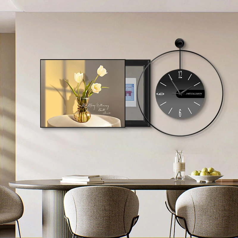 艺环宇【严选】电表箱画装饰画带钟表可推拉遮配电箱平面