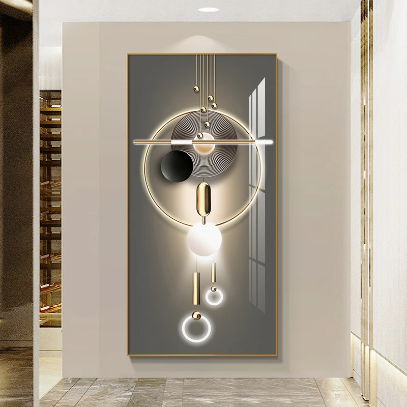 艺环宇【严选xg】珠圆玉润现代简约轻奢风走廊竖版壁画玄关装饰画