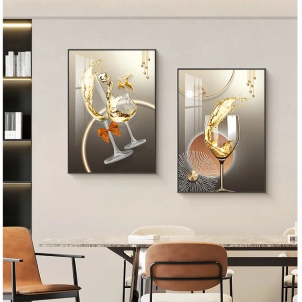 艺环宇餐厅装饰画现代简约酒杯轻奢两联挂画饭厅餐桌背景墙挂画