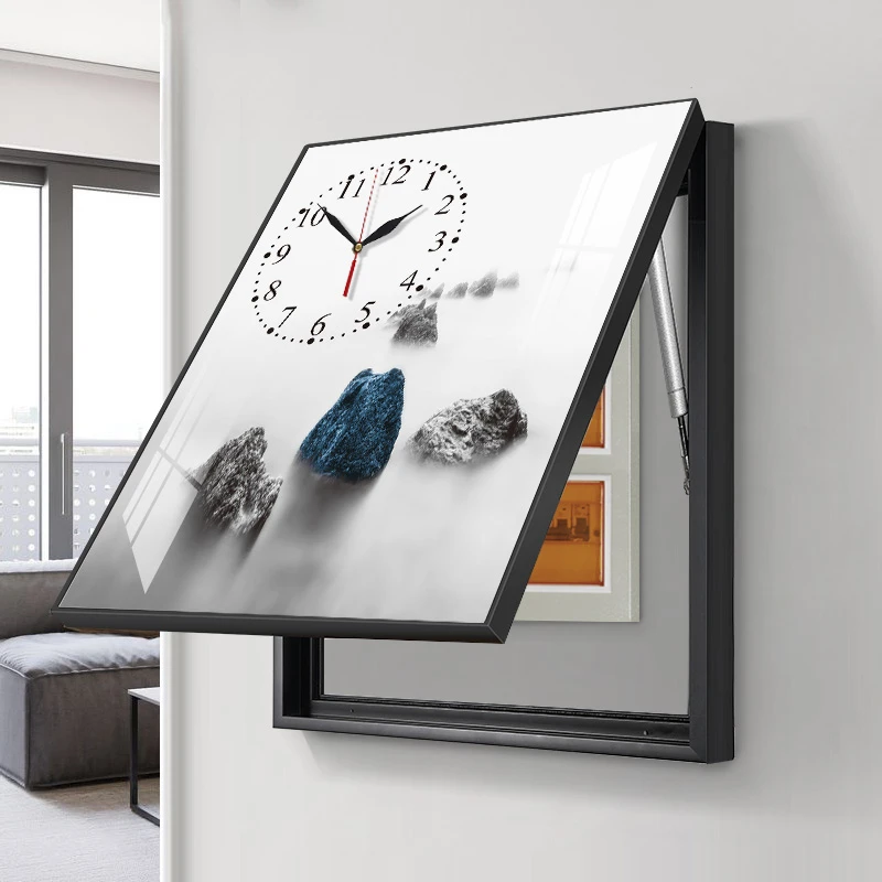 艺环宇【佳人竖版钟表电表箱】现代简约遮挡电表箱装饰画带钟表竖版