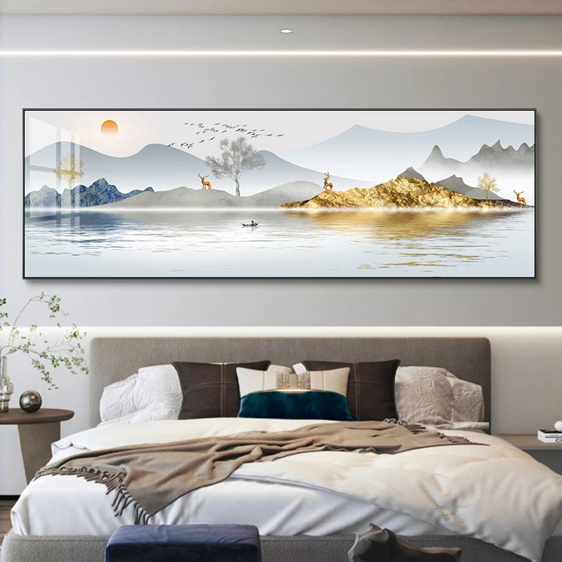 艺环宇【佳人dkt】旭日东升立体镶钻客厅装饰画大幅山水风景沙发画