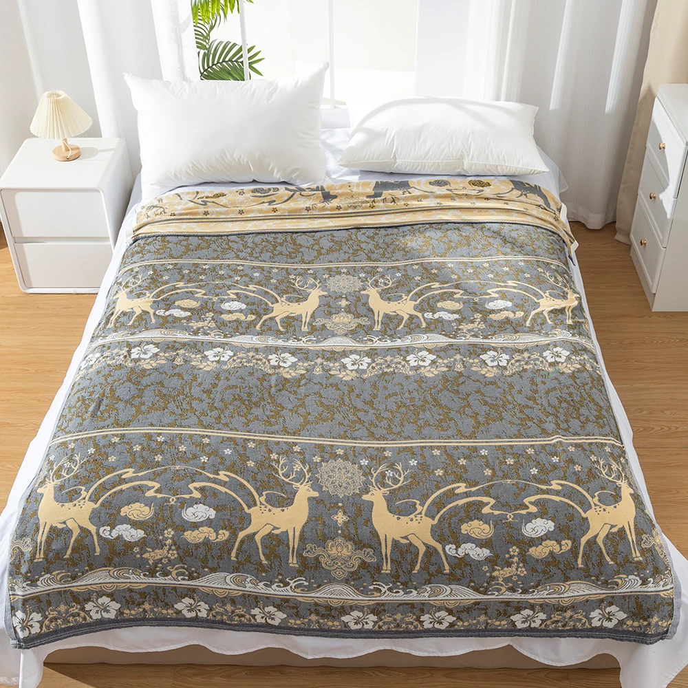 【一鹿前行】1.5*2.0M高端单人超柔亲肤轻薄机洗夏季用天丝竹云柔毯