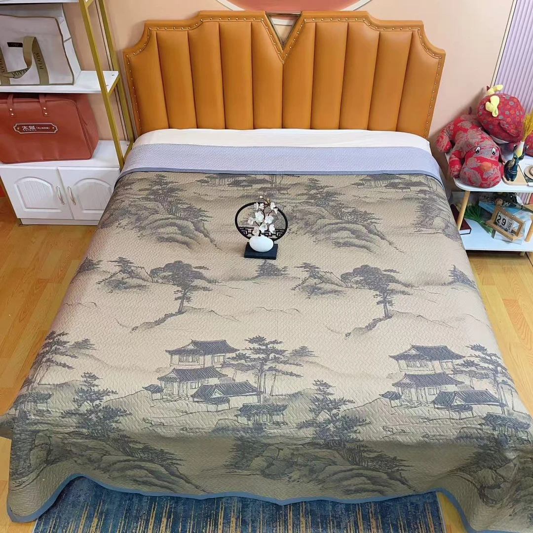 【山野听雨】2.3*2.5M高端A类舒适柔软亲肤透气机洗四季用双面床盖