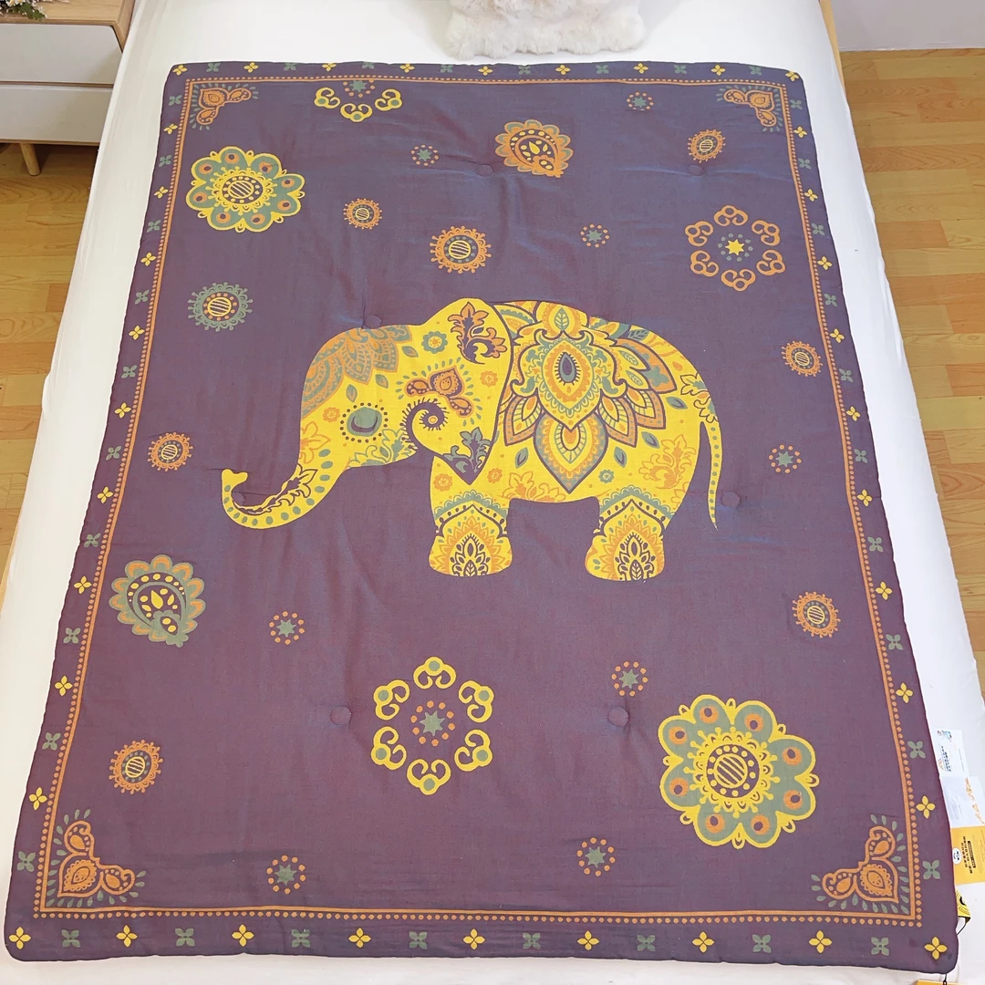 小尺寸【曼谷小象】1.2*1.5M高端A类纯棉双层纱柔软亲肤机洗四季被