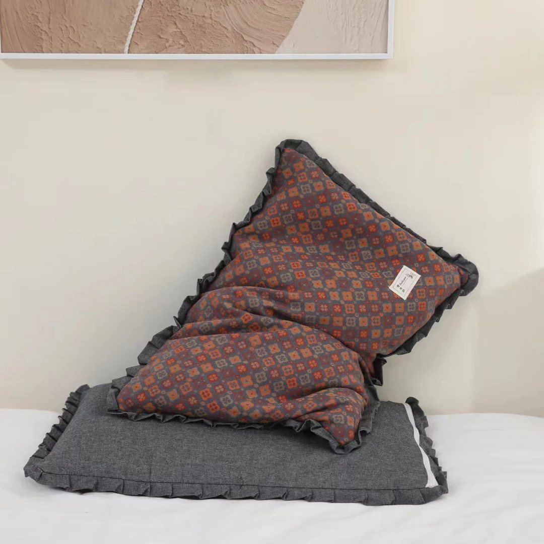 【四叶】33*53cm新款A类纯棉双层纱舒适柔软透气拉链款荞麦壳枕头